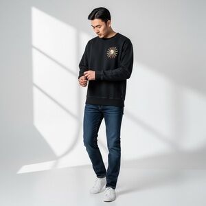 Scotch & Soda Men's Polar Bear Sweater Size XL in Navy‎ Blue / Multi Color